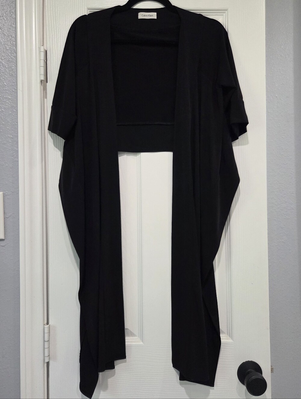 Calvin Klein Black Open-Front Draped Women's Cardigan